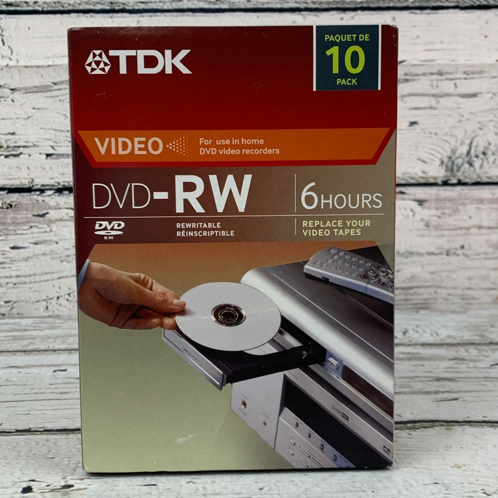 TDK DVD-RW 6 Hours‎ Video Recording Discs 10 Pack Rewritable 4.7GB DVD Recorder